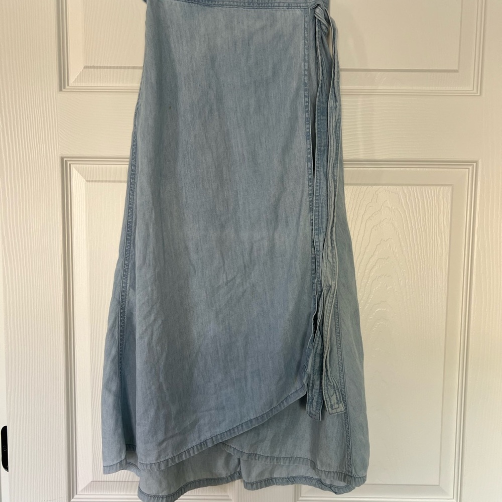 Light Blue Denim Wrap Skirt